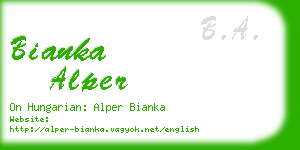 bianka alper business card